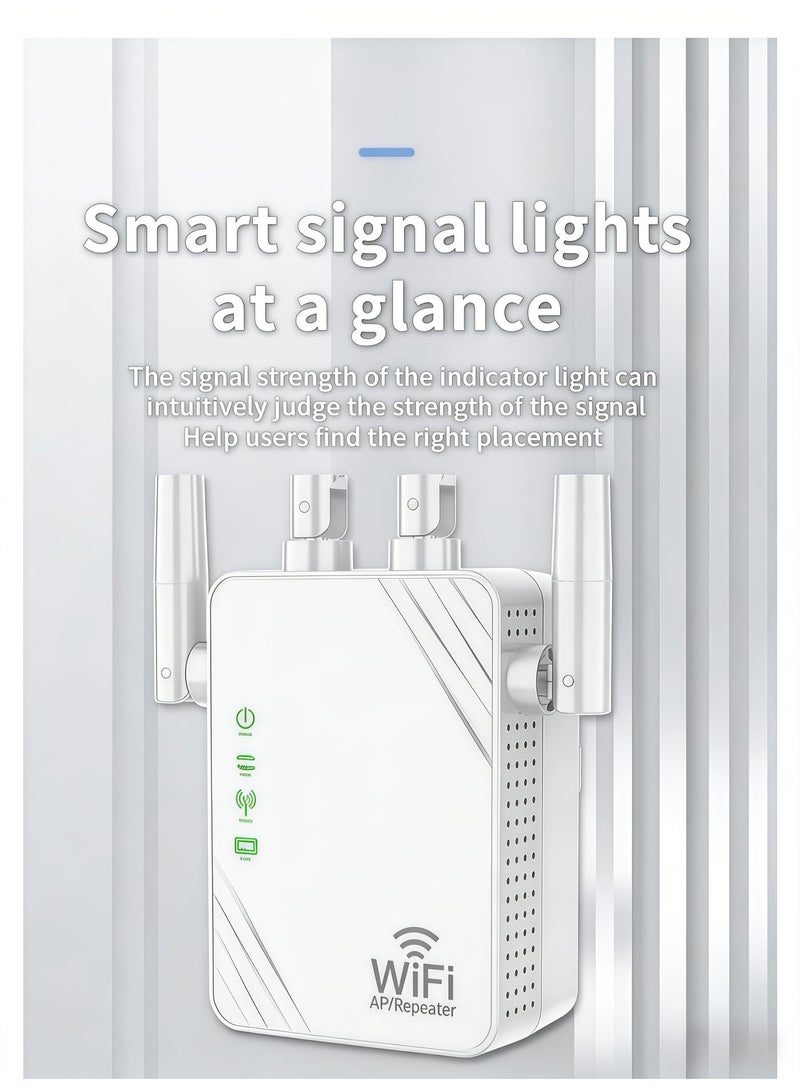 300Mbps Wireless WiFi Repeater, 2.4G Single Band Wireless WiFi Range Extender, 4 Antenna Wireless Signal Booster, Router Extender, Plug And Play - White - Image 5